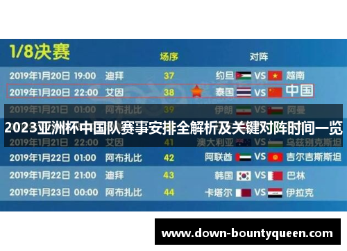 2023亚洲杯中国队赛事安排全解析及关键对阵时间一览